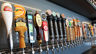Beer taps at Riverview Restaurant & Brewhouse