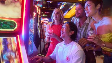 group at slot machine