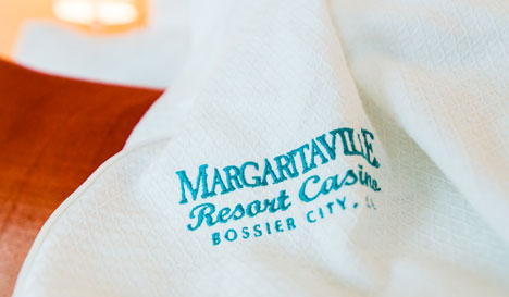 embroidered towel from the Margaritaville Resort Casino Bossier City