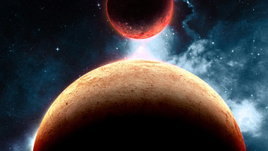 planet and moon in space